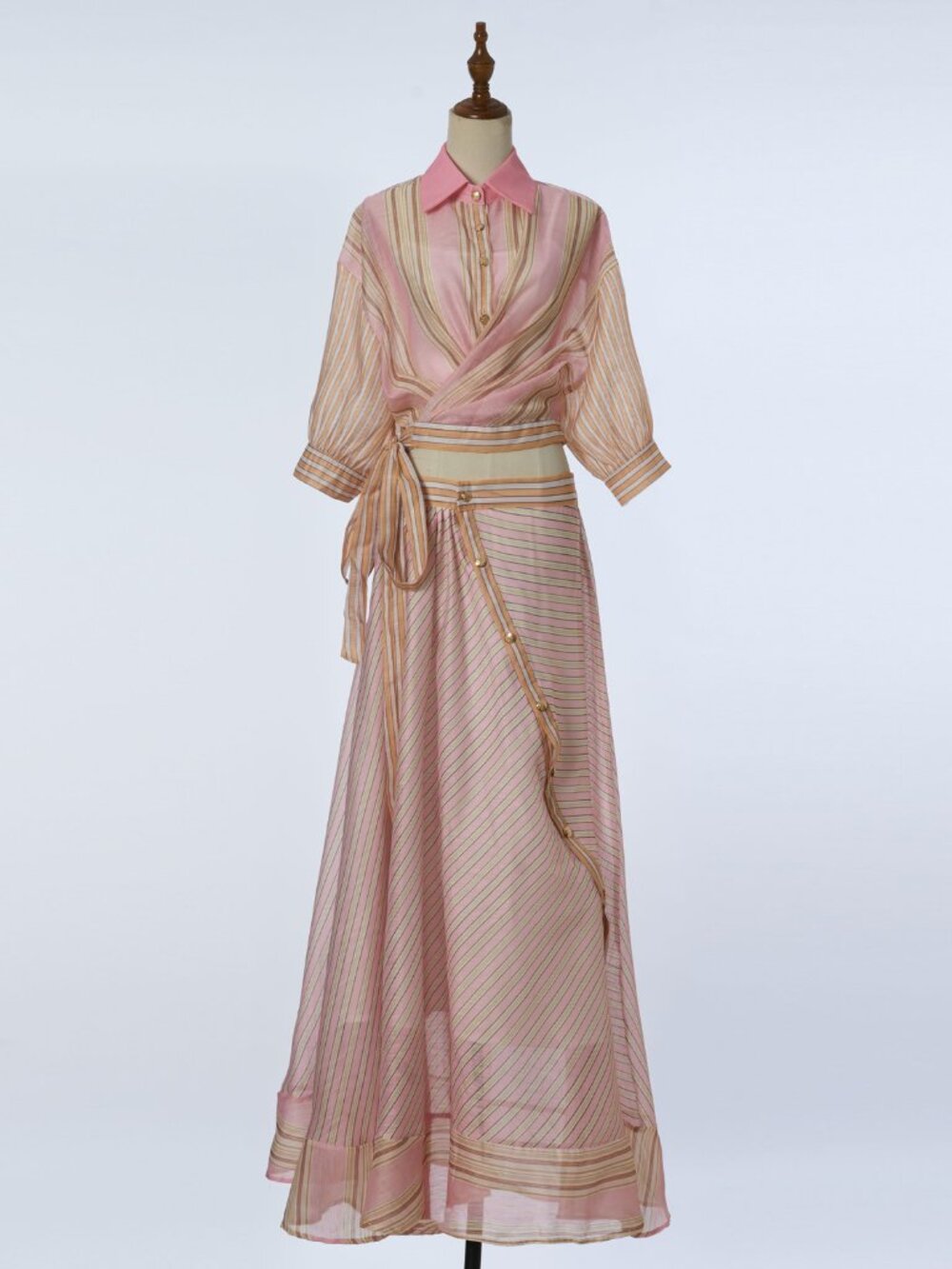 Zimmermann Pink Striped Wrap Dress